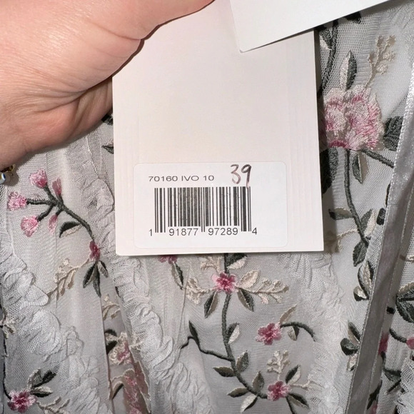 MacDuggal EMBROIDERED RUFFLED ONE SHOULDER LACE UP GOWN Ivory 10! - Picture 8 of 8